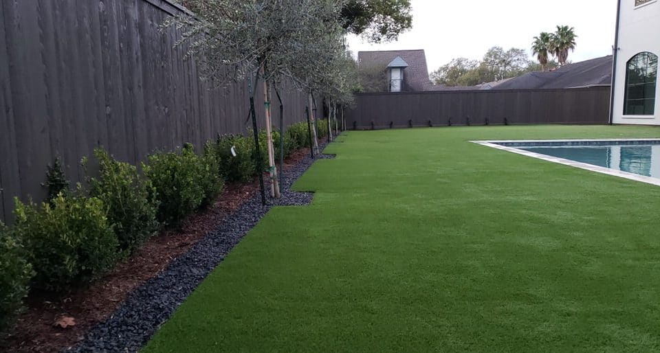 landscaping artificial turf landscaping services completed for Houston, Texas residence